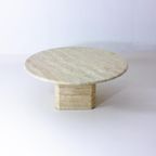 Round Travertine Coffee Table With Wavy Pattern thumbnail 6