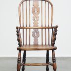 Zeer Mooie, Praktische Antieke Engelse Highback Windsor Eetkamerstoel Met Sierlijke Details thumbnail 3