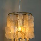 Set Van 2 Capiz Schelpen Hanglamp Lampen Schelp Parelmoer Bamboe Frame Wit Bedrading thumbnail 8
