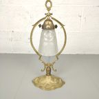 Bronzen Tafellamp Met Art Deco Persglas thumbnail 2