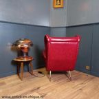 Rode Italiaanse Vintage Designfauteuil thumbnail 6