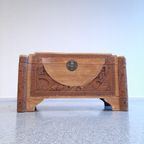 Chinese Carved Camphor Wooden Box thumbnail 2