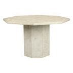 Vintage Achthoekige Eettafel Travertin Natuursteen Italië Jaren 70 thumbnail 7
