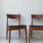 Vintage Houten Eetkamerstoelen Met Zwart Skai Leren Zitting thumbnail 2