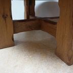 Brutalist Wabi-Sabi Ronde Eikenhouten Salontafel, Nederland 1960'S thumbnail 5