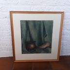 *a J Ter Veld 48 Aquarel Oud Schilderij Stilleven Ingelijst thumbnail 2
