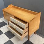Lowboard, White Skai Fronts On The Drawers 1960S thumbnail 9