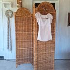 Vintage Rotan Kamerscherm, Roomdivider, Scherm Met 3 Luiken thumbnail 7