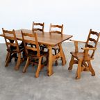 Brutalist Eettafel | Vintage Tafel | Jaren 50 | Eiken thumbnail 7