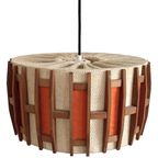 Vintage Scandinavische Hanglamp Retro Jute Teak Oranje 1970’s thumbnail 4