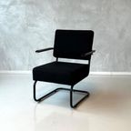 Retro Fauteuil Nieuw Lounge Chair Armstoel Zwart Stof Stoel thumbnail 7