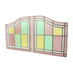 Vintage Glasraam Glas In Lood Set Van 2 Klassieke Stijl 92x50cm thumbnail 4