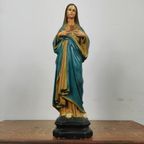 Antiek Vintage Beeld Heiligenbeeld Van Maria In Gips 2107 thumbnail 9