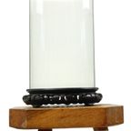 Grote Antieke Stolp Globe Mondgeblazen Aziatische Houten Basis thumbnail 11