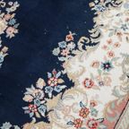 Groot Vintage Kirman Vloerkleed/ Tapijt Met Voornamelijk Donkerblauwe En Roze Kleuren thumbnail 7