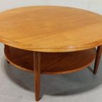 Vintage Mid Century Houten Salontafel, Rond thumbnail 13