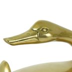 Vintage Messing Eend Beeldje Decoratie Goud Geel Koper thumbnail 9