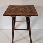Antiek Houtsnijwerk Tafeltje Plantentafel Krukje thumbnail 5