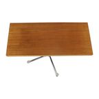 Vintage Salontafel Bijzettafel Houten Blad Chroom Wielen 90Cm thumbnail 4