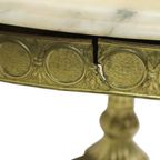 Mid Century Ronde Marmeren Salontafel Bijzettafel Messing thumbnail 8
