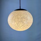 Rare Marbled White Globe Glass Pendant Light By Peill And Putzler, 1970 thumbnail 2