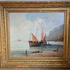 Een Stel 19e Eeuwse Zeegezichten - L. Edouard thumbnail 14
