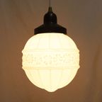 Antiek/Vintage Art Deco Lamp Opaline Glas Gebloemd, Jaren '20/'30 thumbnail 4