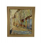 Schilderij Van Een Straat In (Waarschijnlijk) Parijs, Jaren 50 thumbnail 2