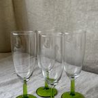 4X Vintage Champagne Flute Met Groene Voet, Reliving thumbnail 6