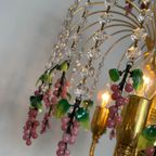 Vintage Murano Kroonluchter Roze Druiven Hanglamp Kristal thumbnail 5