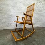 Vintage Design Schommelstoel Hout, Rotan - Hellerau thumbnail 3