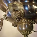 Antieke Verzilverde Godslamp, Kerk Lamp Met Engelen thumbnail 9