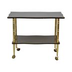 Vintage Franse Bar Trolley Houtfineer Goud Messing Tv-Meubel Jaren 50 Design thumbnail 4