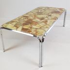 Vintage Salontafel Groot Epoxy Chroom Coffee Table Marble thumbnail 11