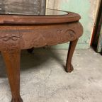 Vintage Jaren ‘50 Chinese Theetafel/ Salontafel Met Originele Glasplaat. thumbnail 6