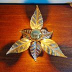 Messing Tafellamp Met Bloemen, Willy Daro, 1970 thumbnail 6