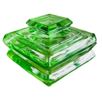 Vintage Strakke Duitse Poederdoos Emerald Groen Kristal Sieradendoos 1940’s thumbnail 2
