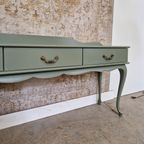 Queen Anne Vintage Dressoir In Groen/ Ladekast Met Drie Lades thumbnail 3