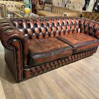 Engelse Springvale Chesterfield 3 Zits Bank + Fauteuil Rossendale Rood Bruin thumbnail 4