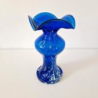 Mondgeblazen Vintage Blauwe Vaas Murano Stijl thumbnail 5