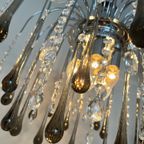 Xxl Grote Murano Kroonluchter Hanglamp Taupe Chrome Frame thumbnail 19