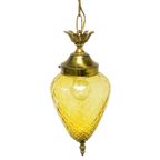 Vintage Artdeco Messing Hanglamp Amber Glas Jaren 30 thumbnail 8