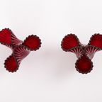 Pair Of Art Glass Vases ‘reffla’ By Carl Arthur Percy For Gullaskruf, Sweden 1950’s thumbnail 4