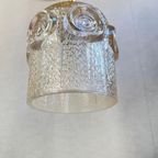 Hanglamp Amberkleurig Glas Goudkleurig Armatuur Jaren 70 thumbnail 2