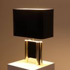 Large Belgian Table Lamp In Mirror Glass And Brass 1970S thumbnail 8