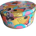 Retro Blikken Koektrommel Kleurrijk Psychedelisch Patroon thumbnail 9
