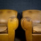 Set Of Leather French Clubchairs thumbnail 7