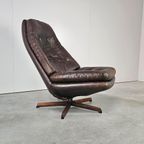 Vintage Deense Draaifauteuil, Kantelbaar, Leer thumbnail 5