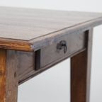 Unieke Antieke Eikenhouten Eettafel Uit Begin 1900 Met Aan Één Kant Een Uitklapbaar Blad thumbnail 17