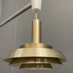 Metal Hanging Lamp Veb Brass Color And White 1960S thumbnail 7